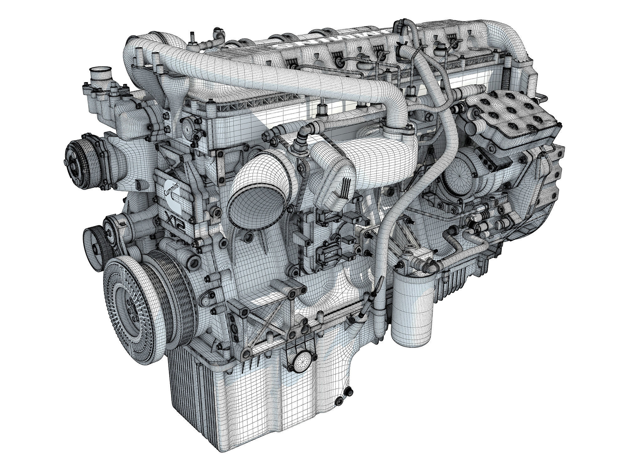 Cummins X12 Truck Engine 3D model_13