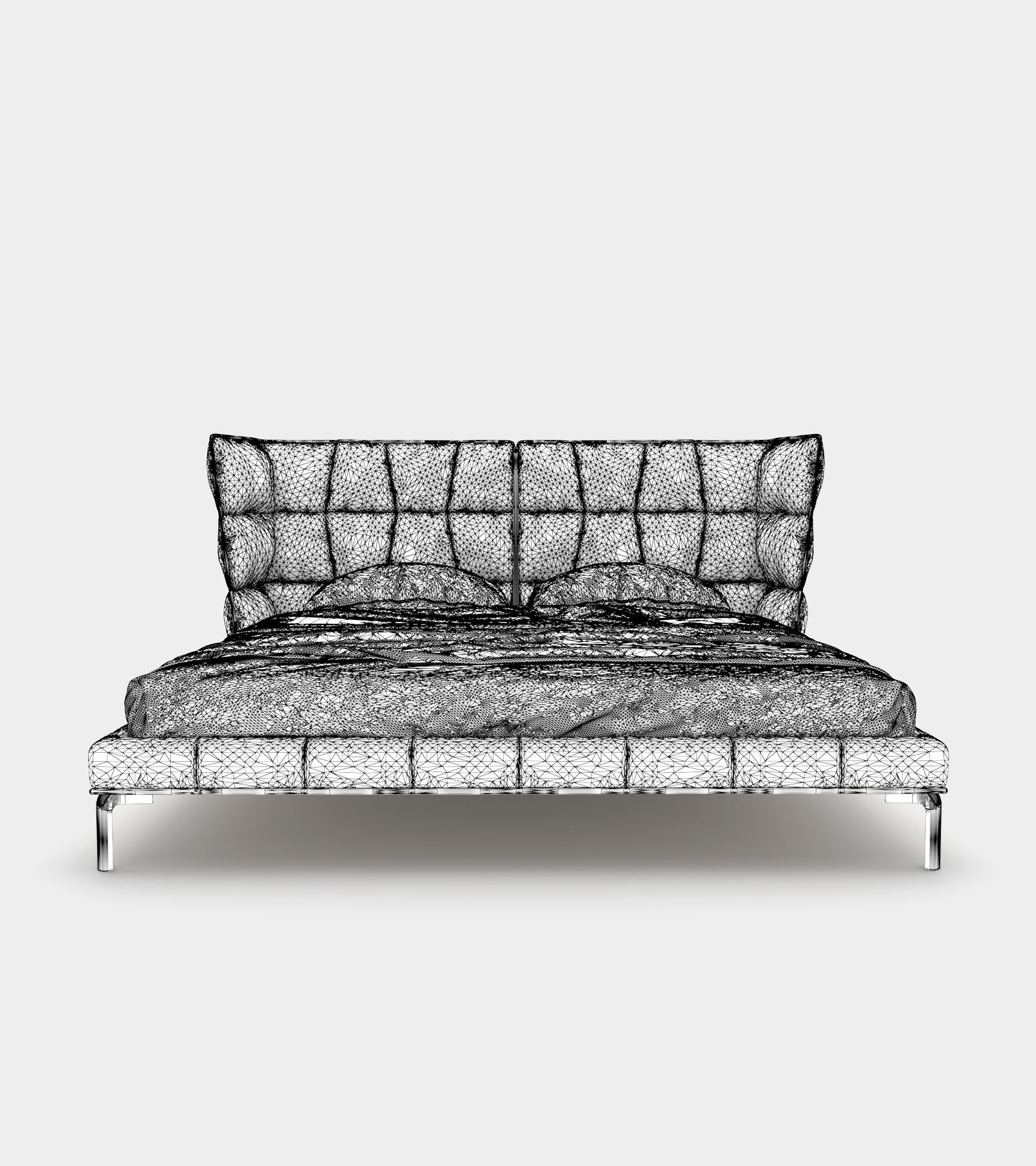 Modern bed with upholstered headboard 3D model_3