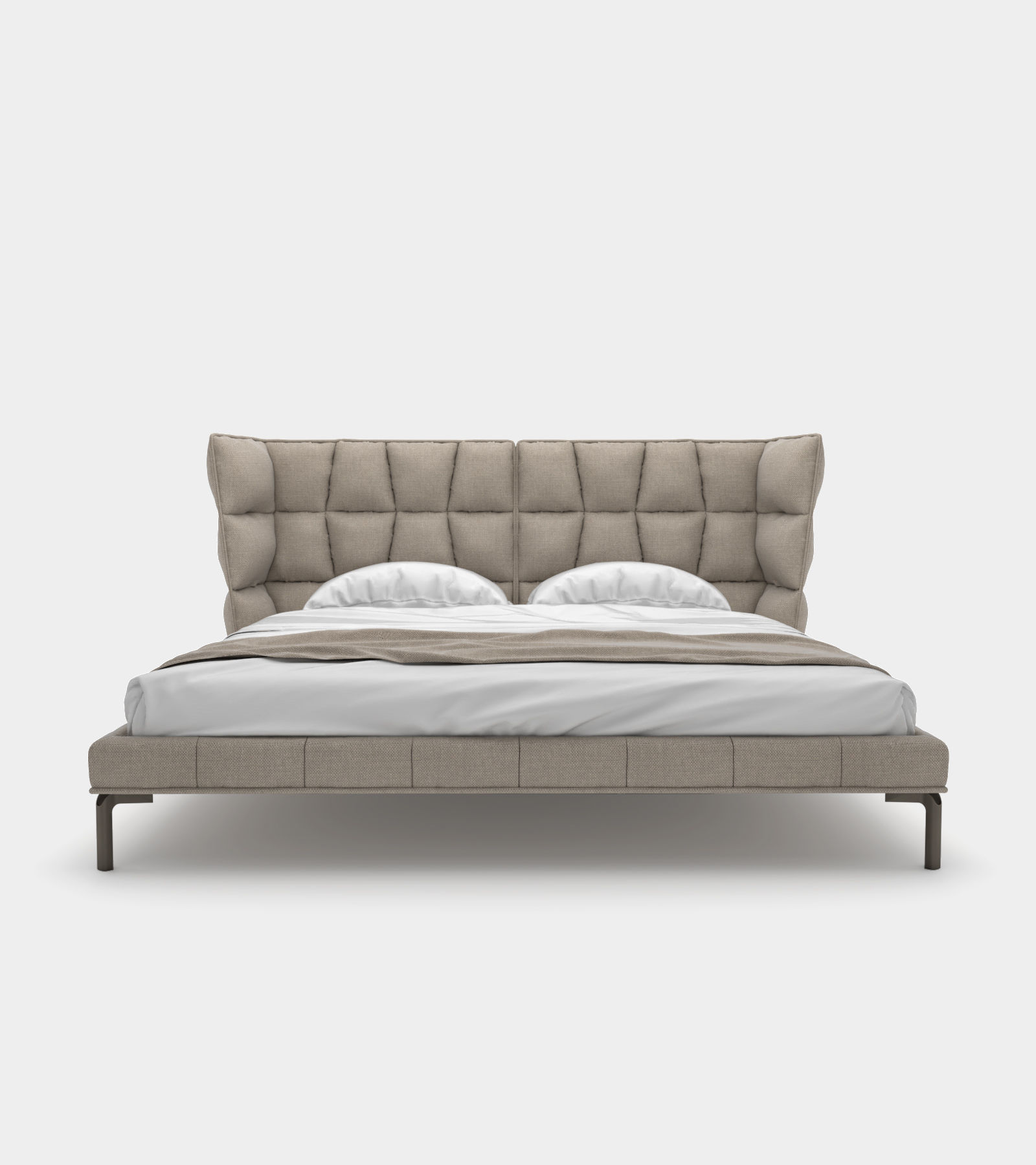 Modern bed with upholstered headboard 3D model_1