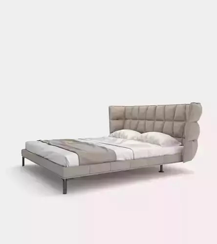 Modern bed with upholstered headboard 3D model
