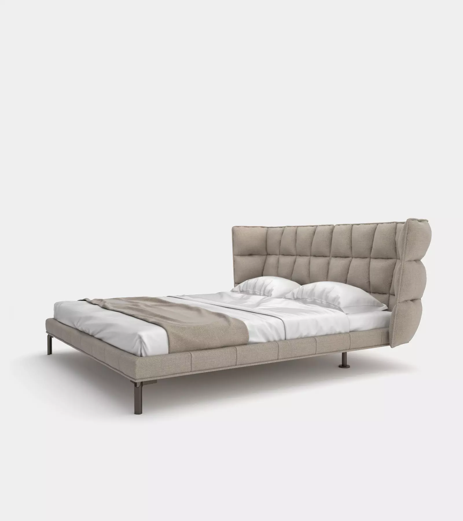 Modern bed with upholstered headboard 3D model_0