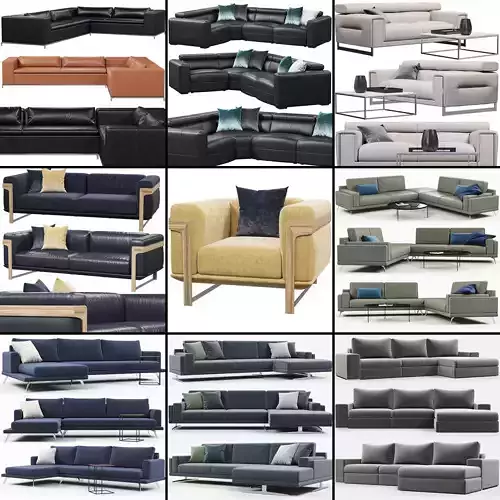 Sofas set 1 sectional sofa 3D model