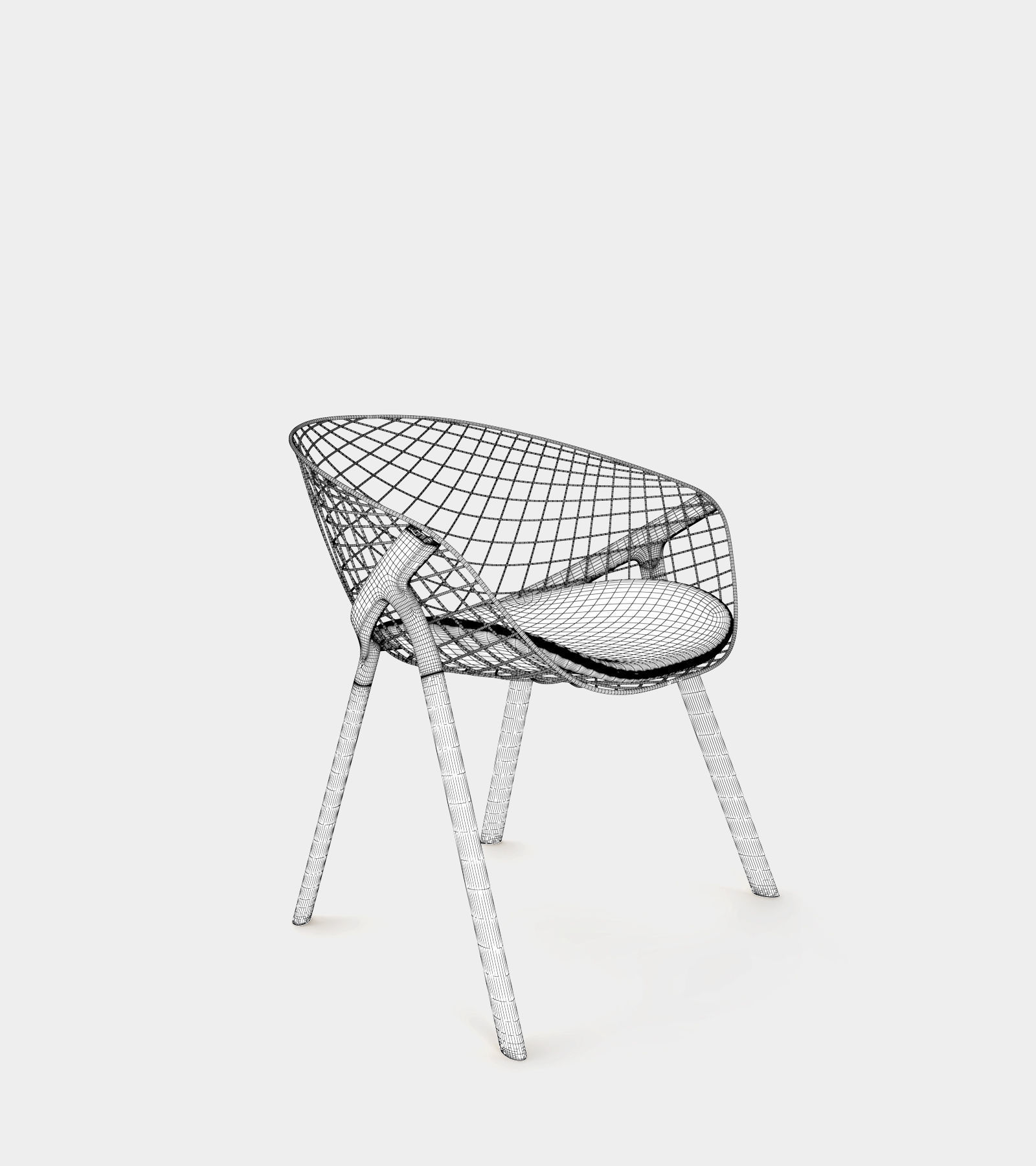 Dining chair with wire backrest 3D model_3