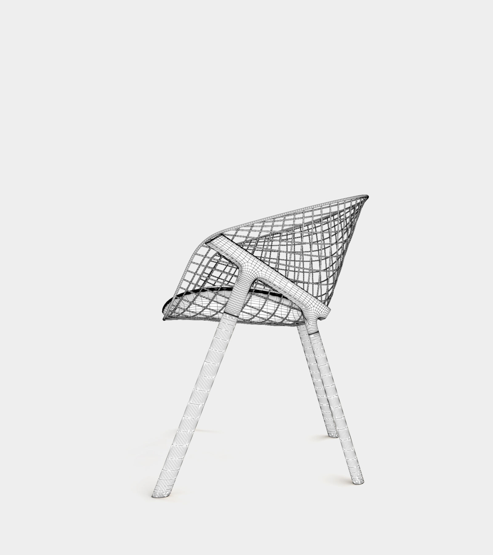 Dining chair with wire backrest 3D model_2