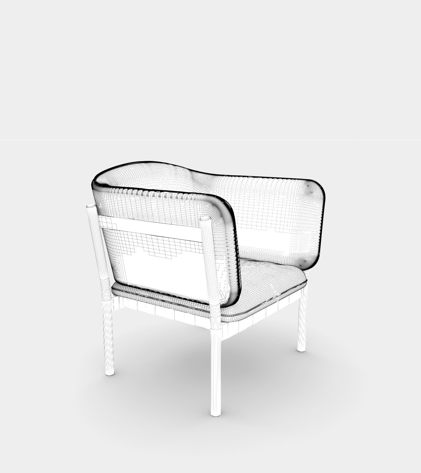 Armchair with fabric and wooden frame 3D model_2