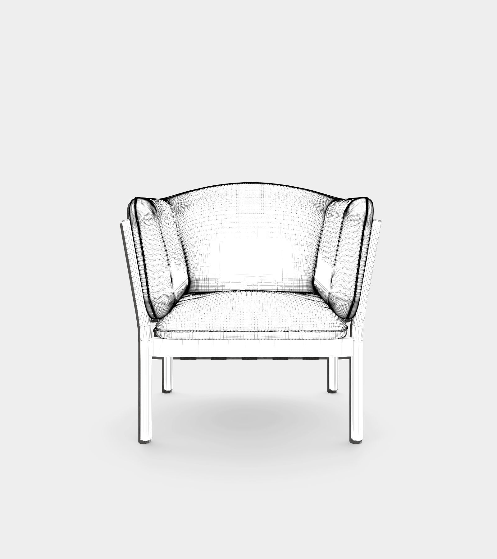 Armchair with fabric and wooden frame 3D model_3