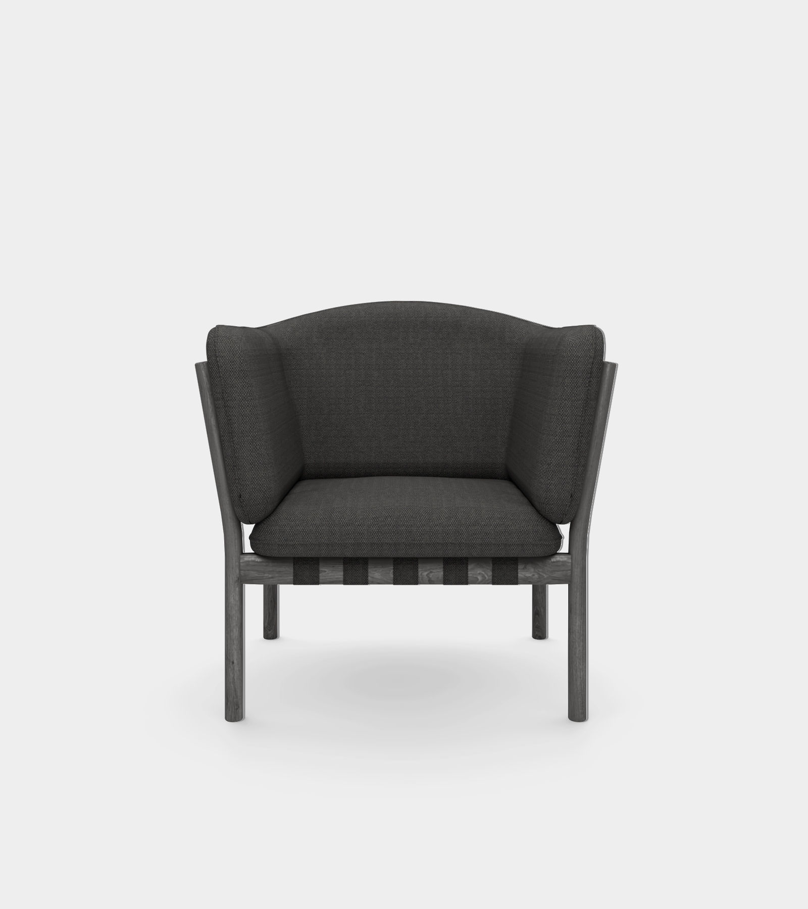 Armchair with fabric and wooden frame 3D model_1