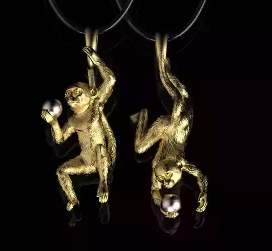 pendant two gold monkey pendants 3D print model