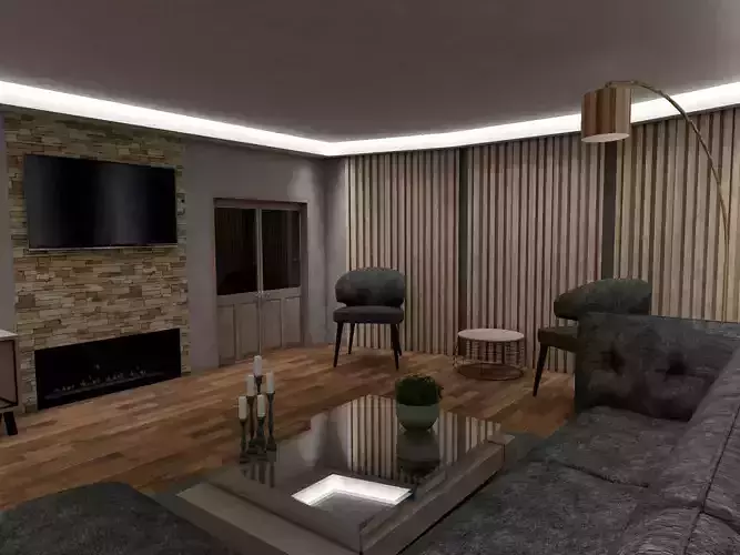 livingroom living room with couches and fireplace