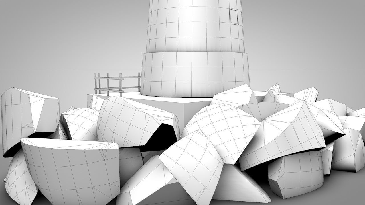 Old Rocky Lighthouse Low-poly 3D model_14