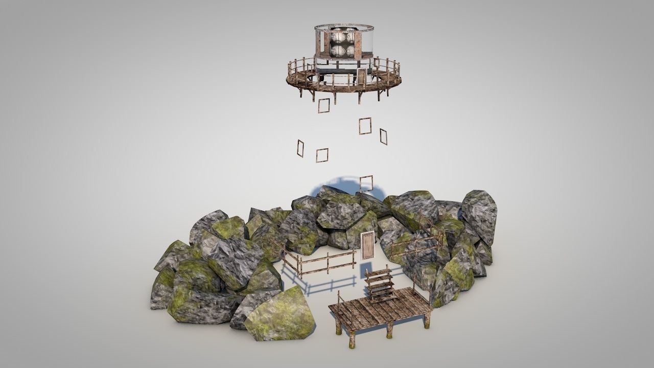 Old Rocky Lighthouse Low-poly 3D model_11