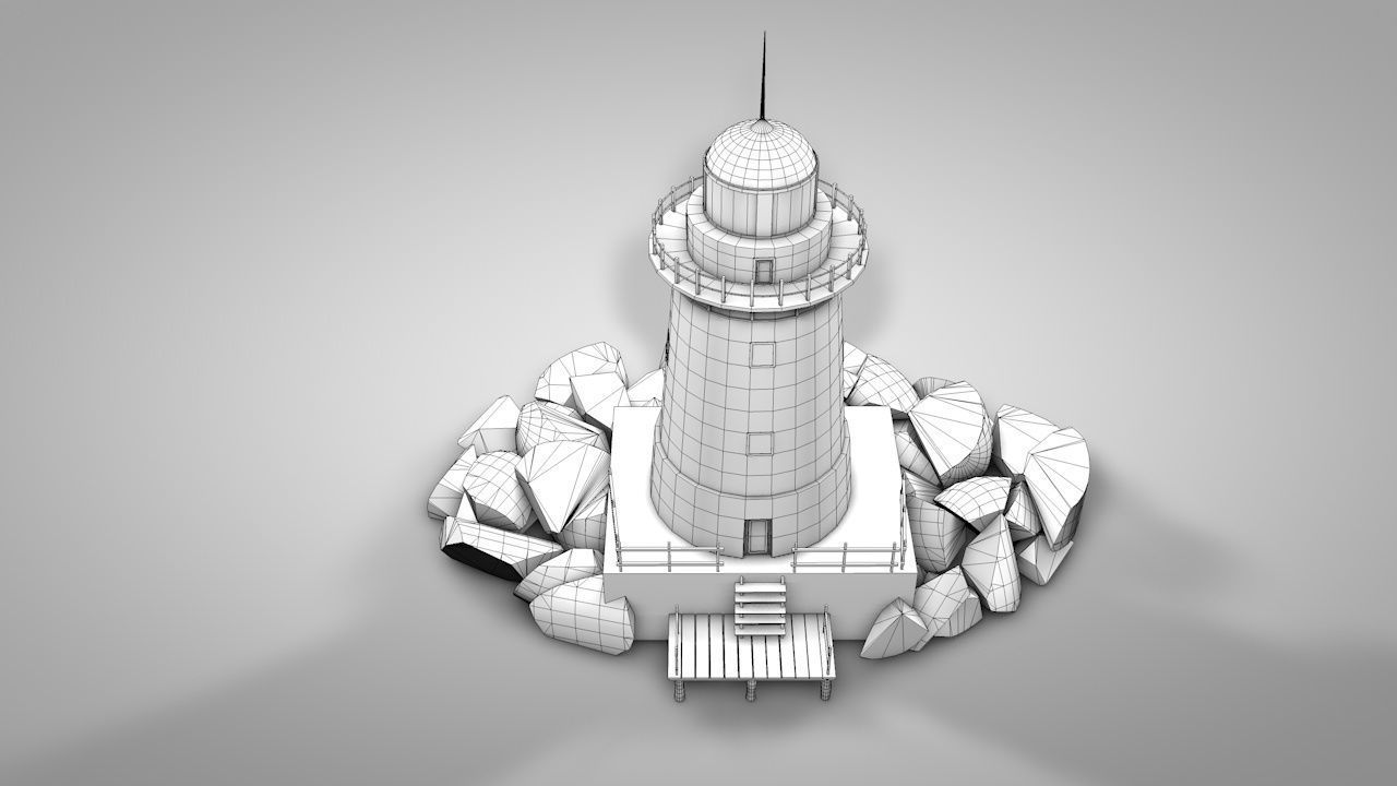 Old Rocky Lighthouse Low-poly 3D model_13