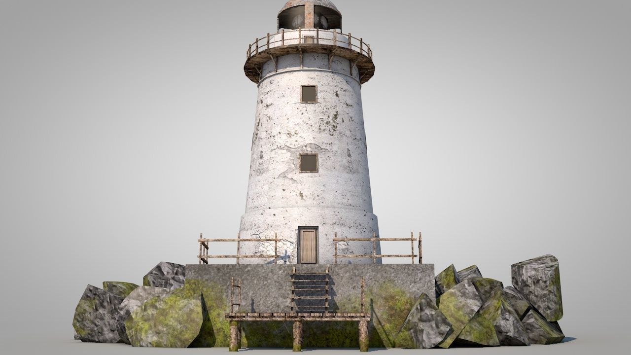 Old Rocky Lighthouse Low-poly 3D model_8