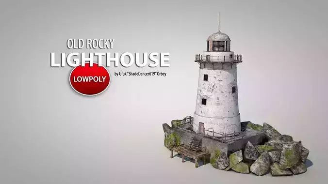 Old Rocky Lighthouse Low-poly 3D model