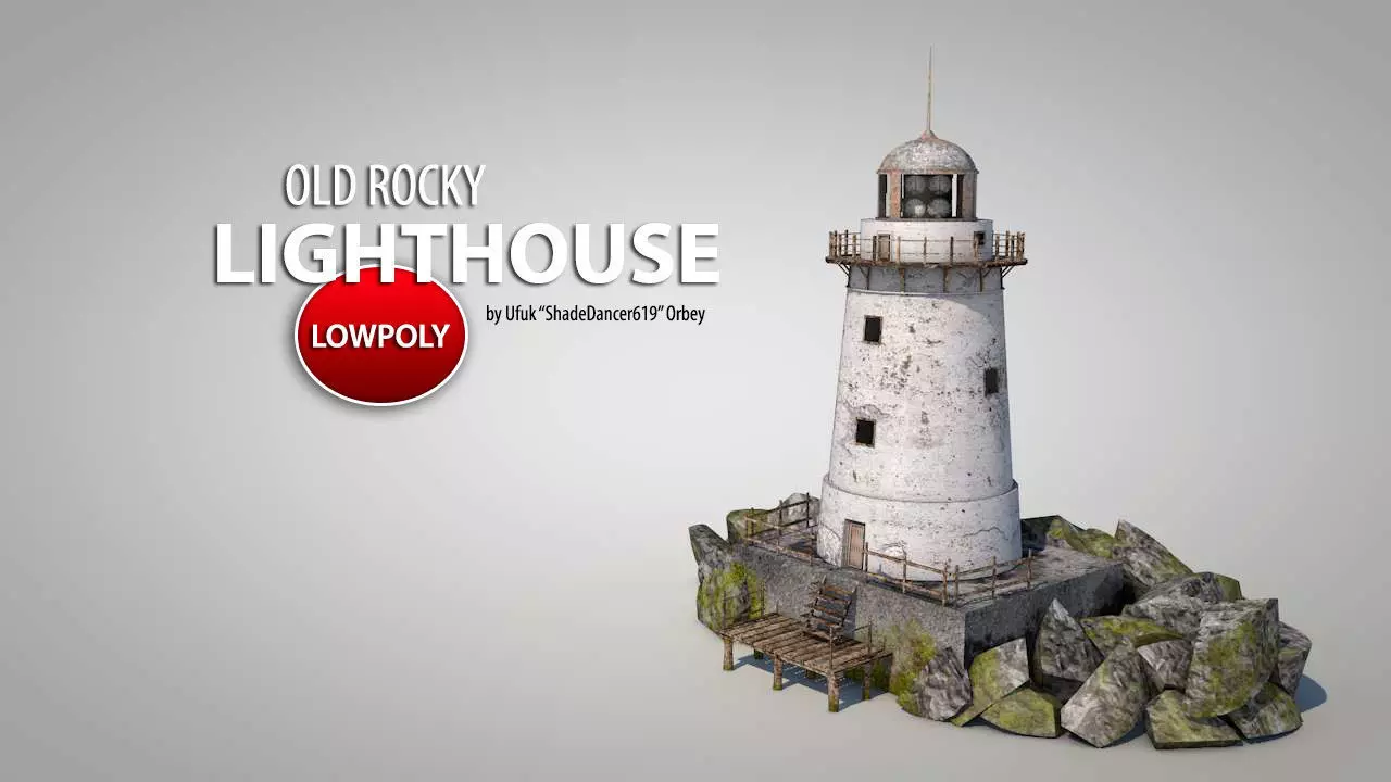 Old Rocky Lighthouse Low-poly 3D model_0