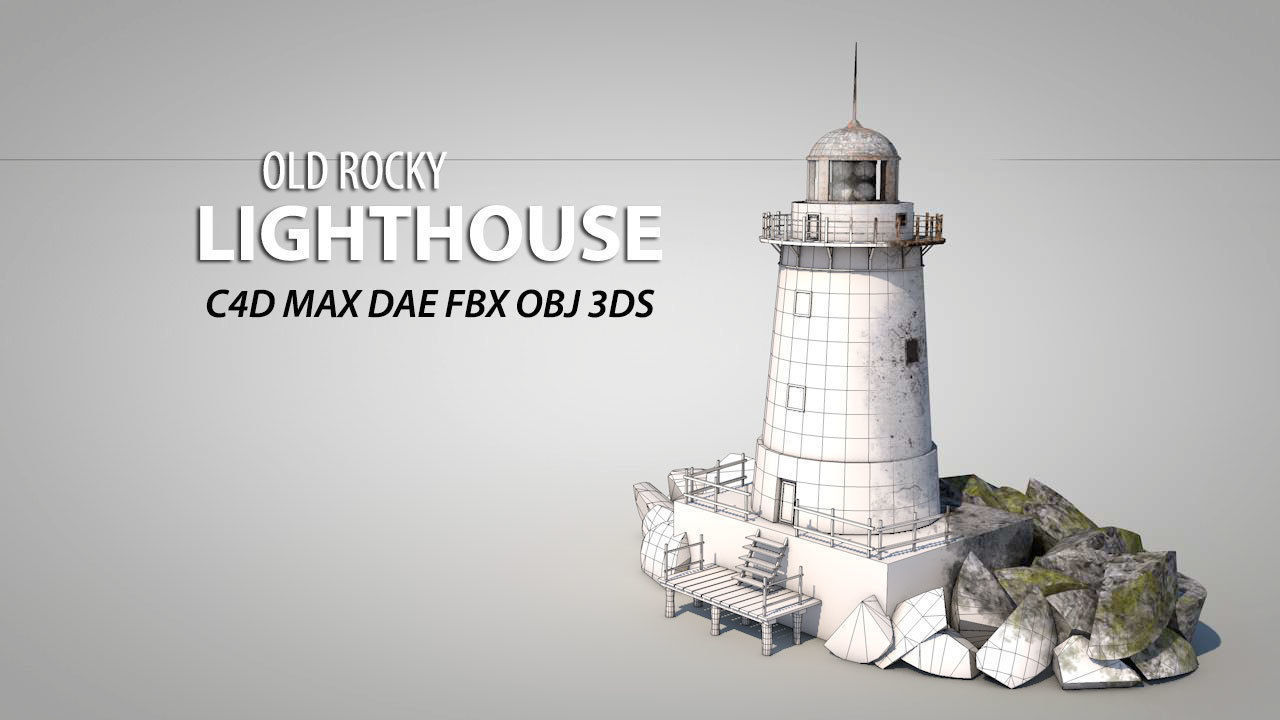 Old Rocky Lighthouse Low-poly 3D model_1