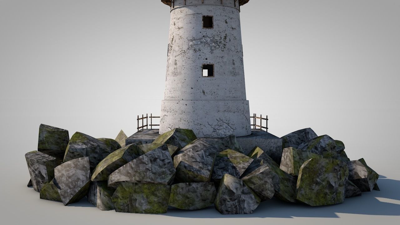 Old Rocky Lighthouse Low-poly 3D model_3