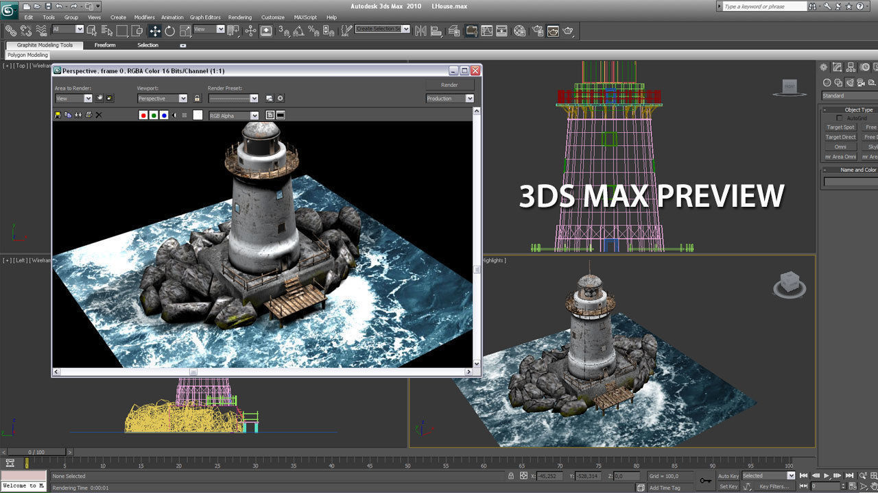 Old Rocky Lighthouse Low-poly 3D model_19