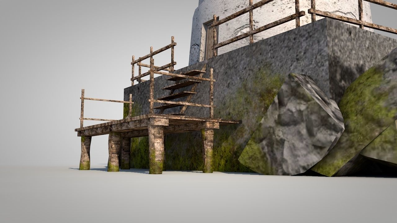 Old Rocky Lighthouse Low-poly 3D model_6