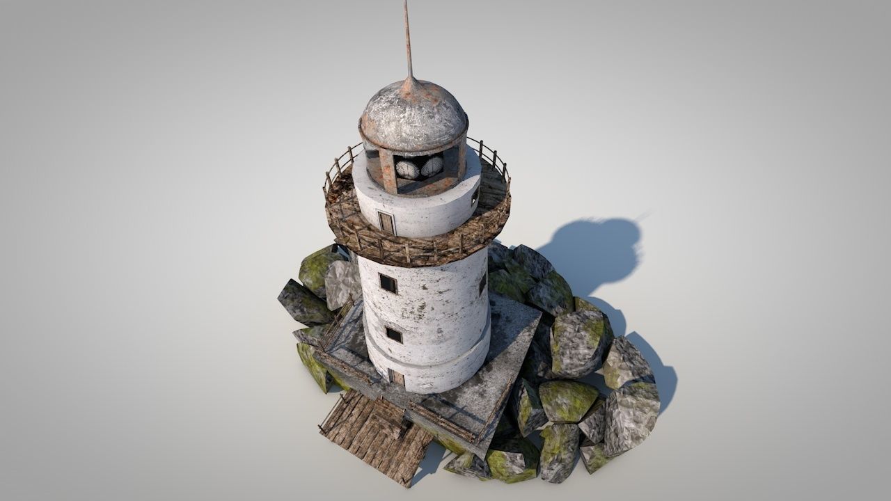 Old Rocky Lighthouse Low-poly 3D model_10
