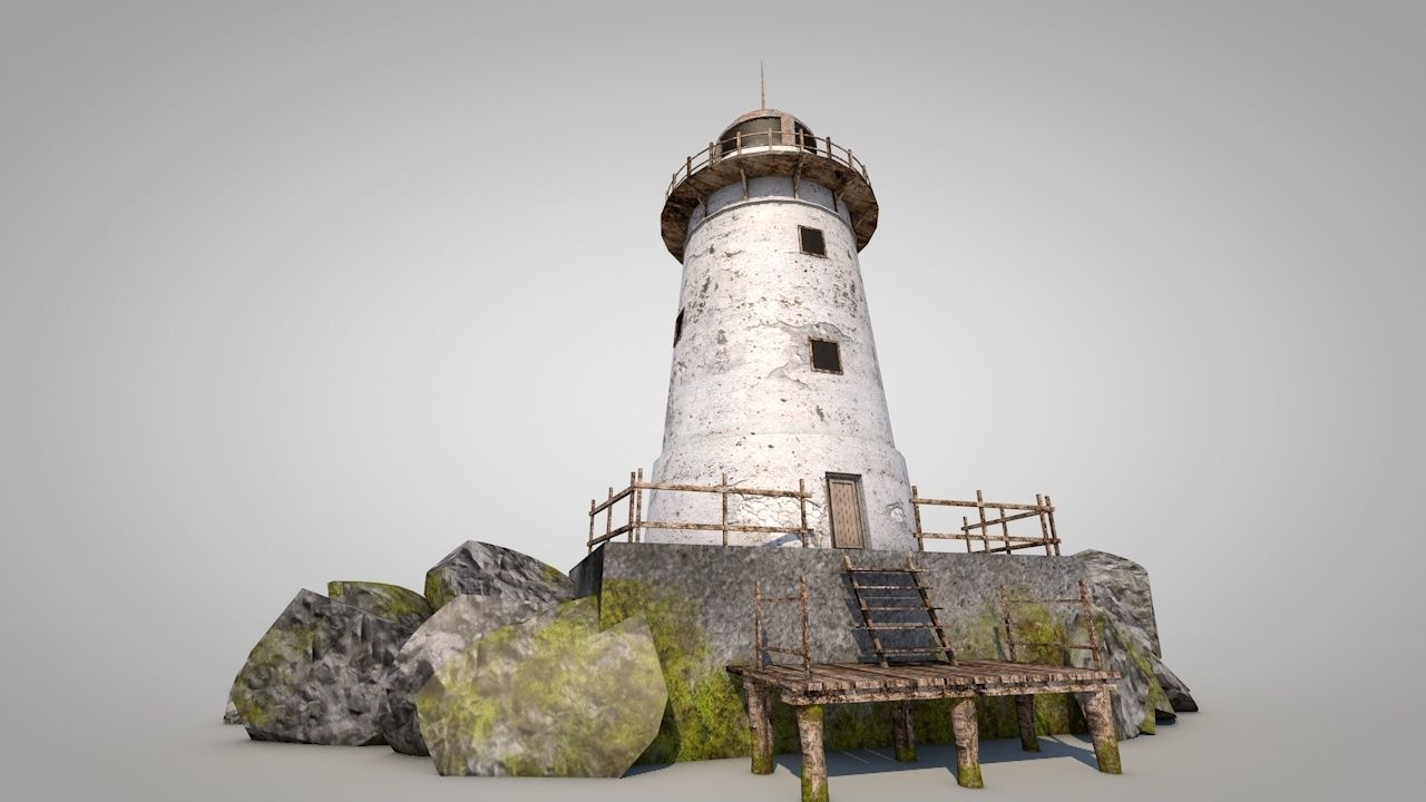 Old Rocky Lighthouse Low-poly 3D model_9