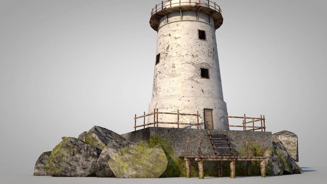 Old Rocky Lighthouse Low-poly 3D model_2