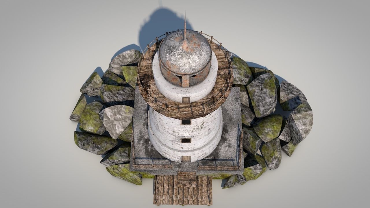 Old Rocky Lighthouse Low-poly 3D model_4