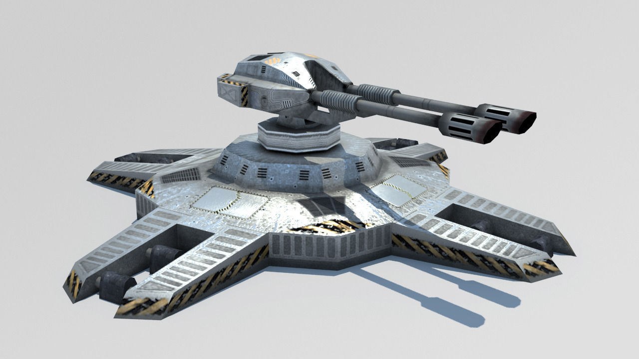 Turret sci-fi lowpoly 3d model 3D model_2
