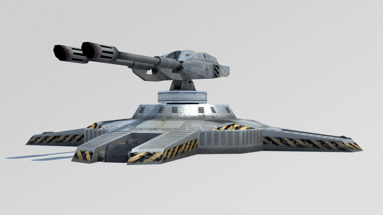 Turret sci-fi lowpoly 3d model 3D model_1