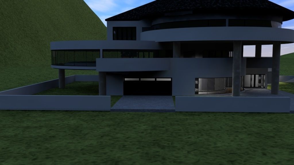 House 9 modern on grassy field 3D model_4