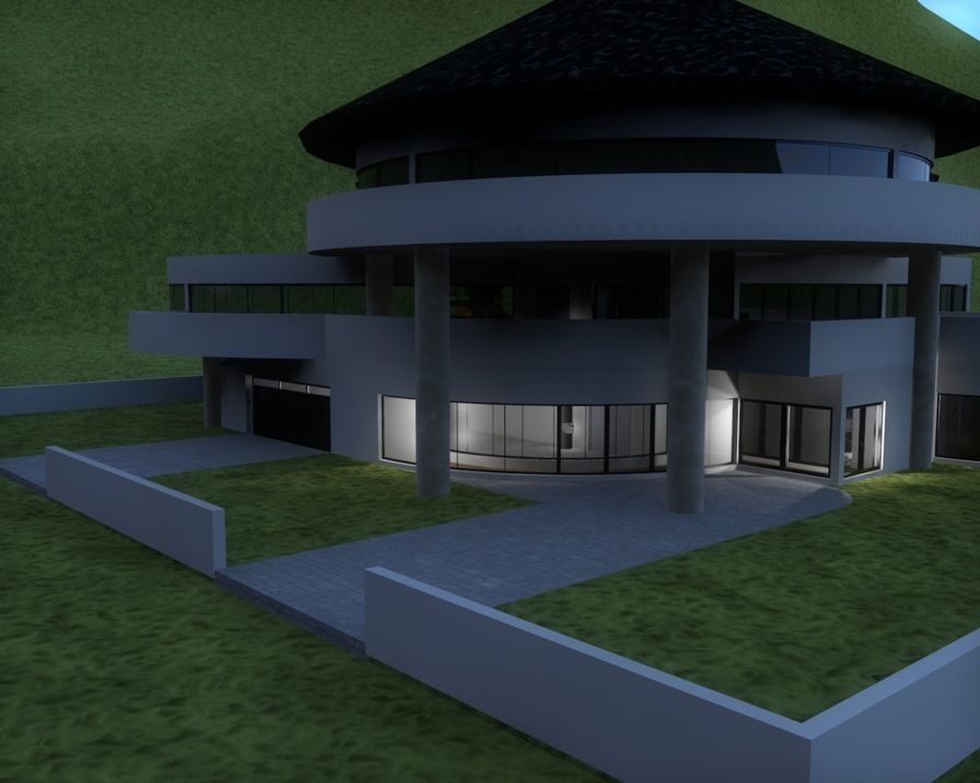 House 9 modern on grassy field 3D model_14