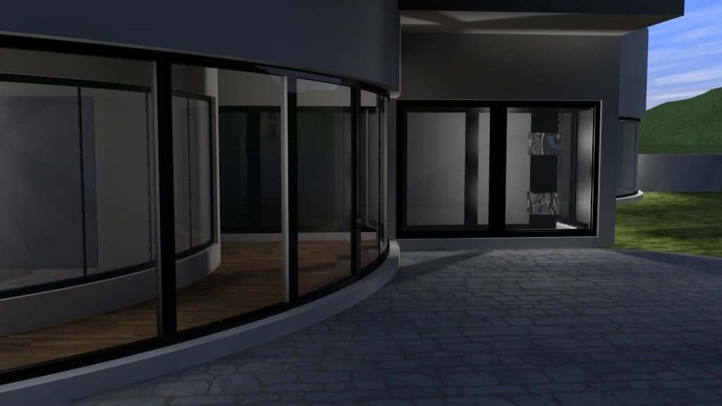 House 9 modern on grassy field 3D model_7