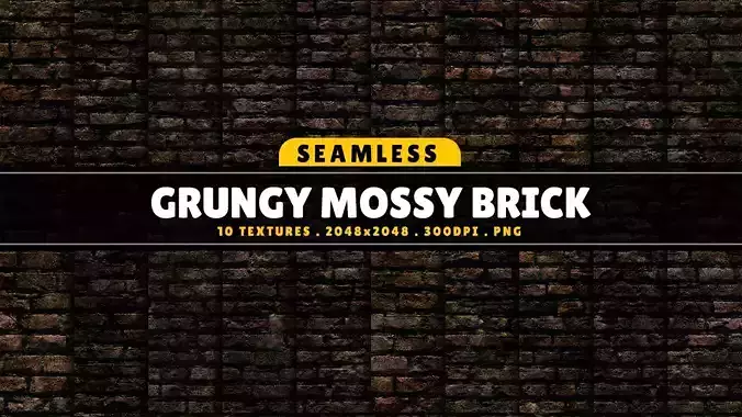 Texture Pack Seamless Grungy Mossy Brick Vol 01