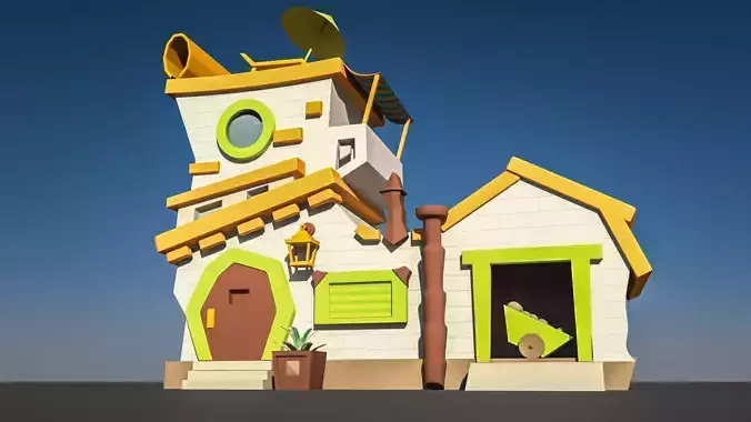 cartoon hous Low-poly 3D model
