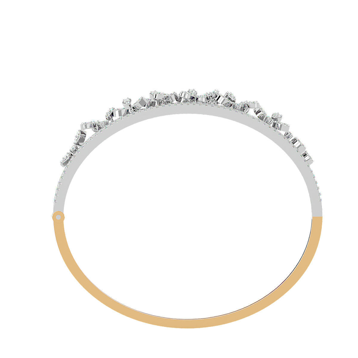 Flower and Leaf Diamond Bracelet 3dm stl render detail 3D print model_9