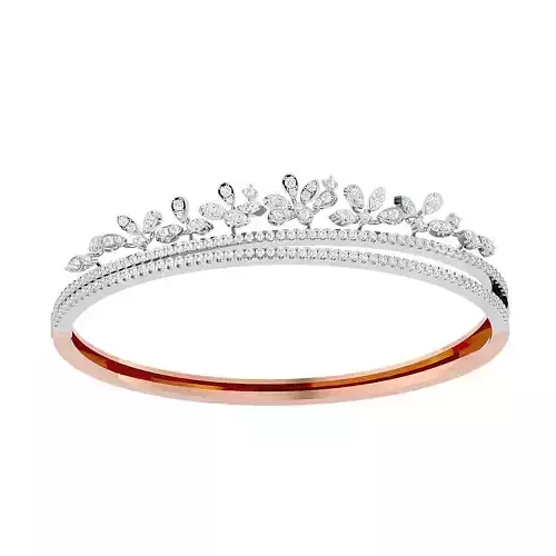 Flower and Leaf Diamond Bracelet 3dm stl render detail 3D print model