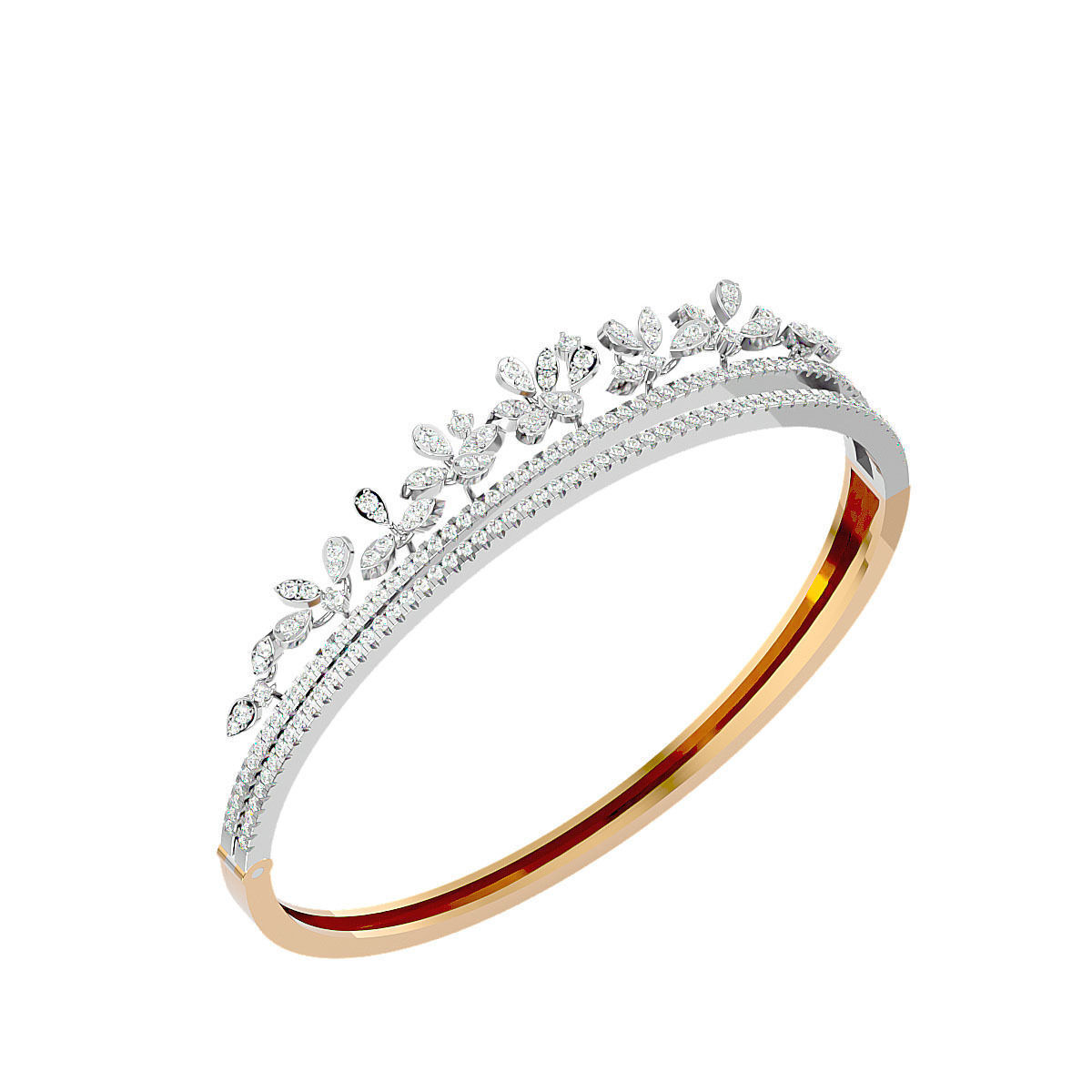 Flower and Leaf Diamond Bracelet 3dm stl render detail 3D print model_8