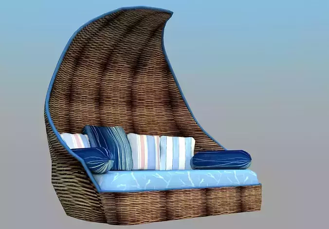 Wicker Sofa - Low Poly 