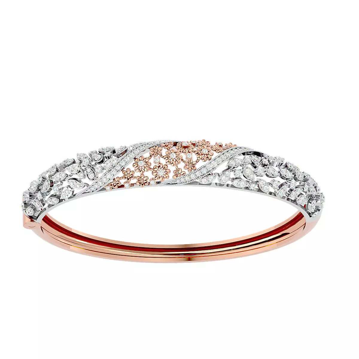 Flower and Leaf Diamond Bracelet 3dm stl render detail  3D print model_0