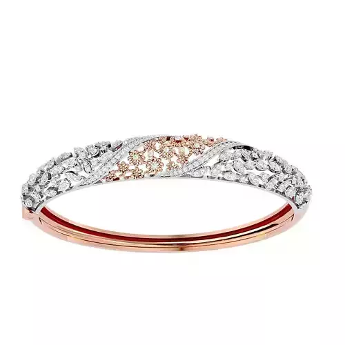 Flower and Leaf Diamond Bracelet 3dm stl render detail  3D print model