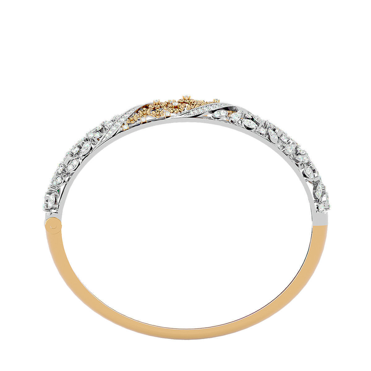 Flower and Leaf Diamond Bracelet 3dm stl render detail  3D print model_11