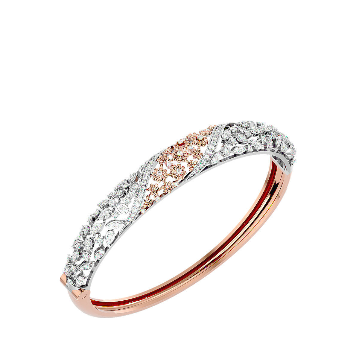 Flower and Leaf Diamond Bracelet 3dm stl render detail  3D print model_9