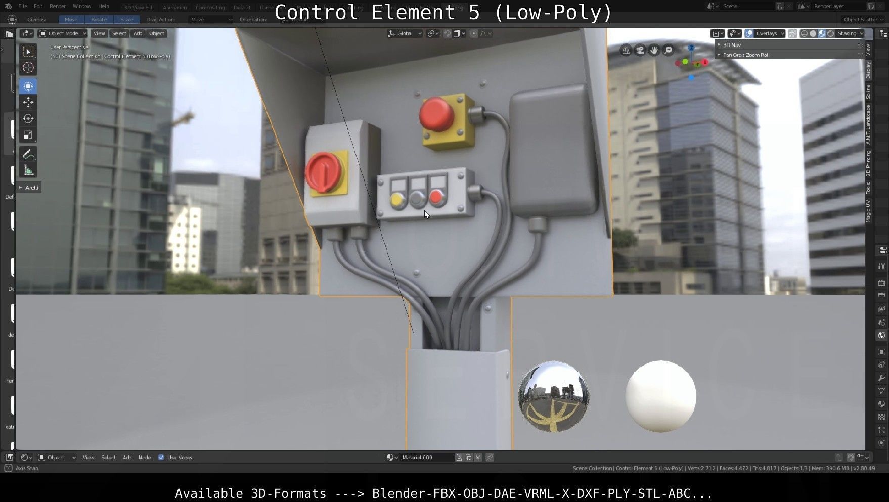 Control Element 5 Low-Poly Version Low-poly 3D model_2