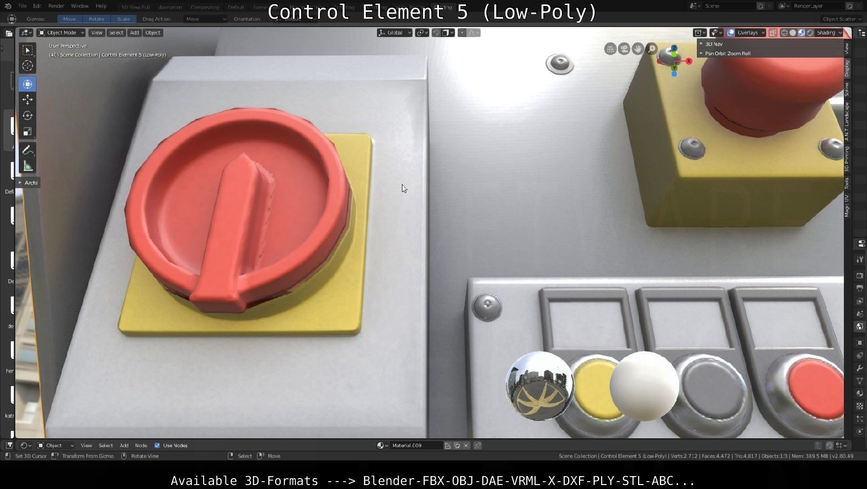 Control Element 5 Low-Poly Version Low-poly 3D model_7