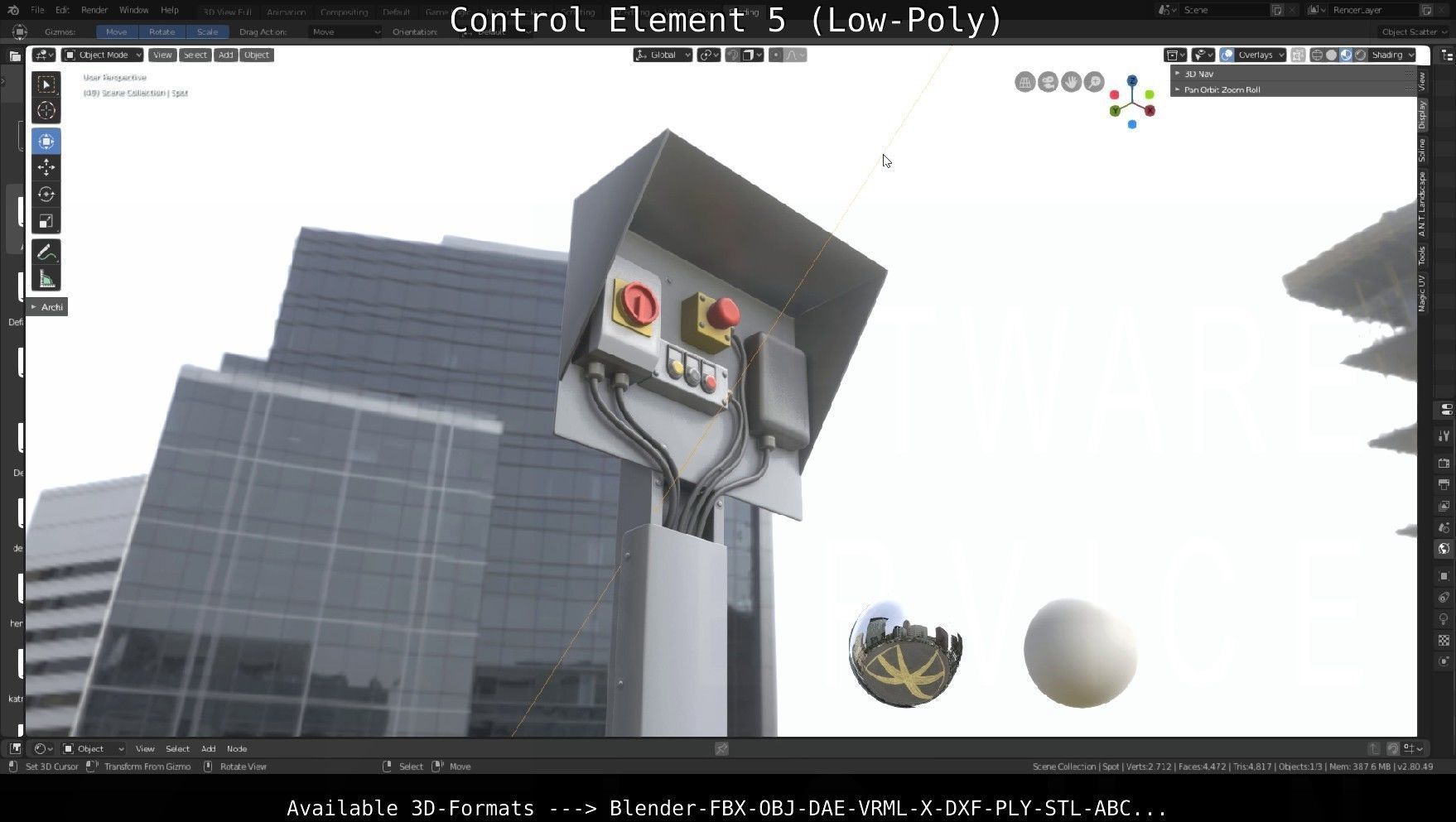 Control Element 5 Low-Poly Version Low-poly 3D model_135