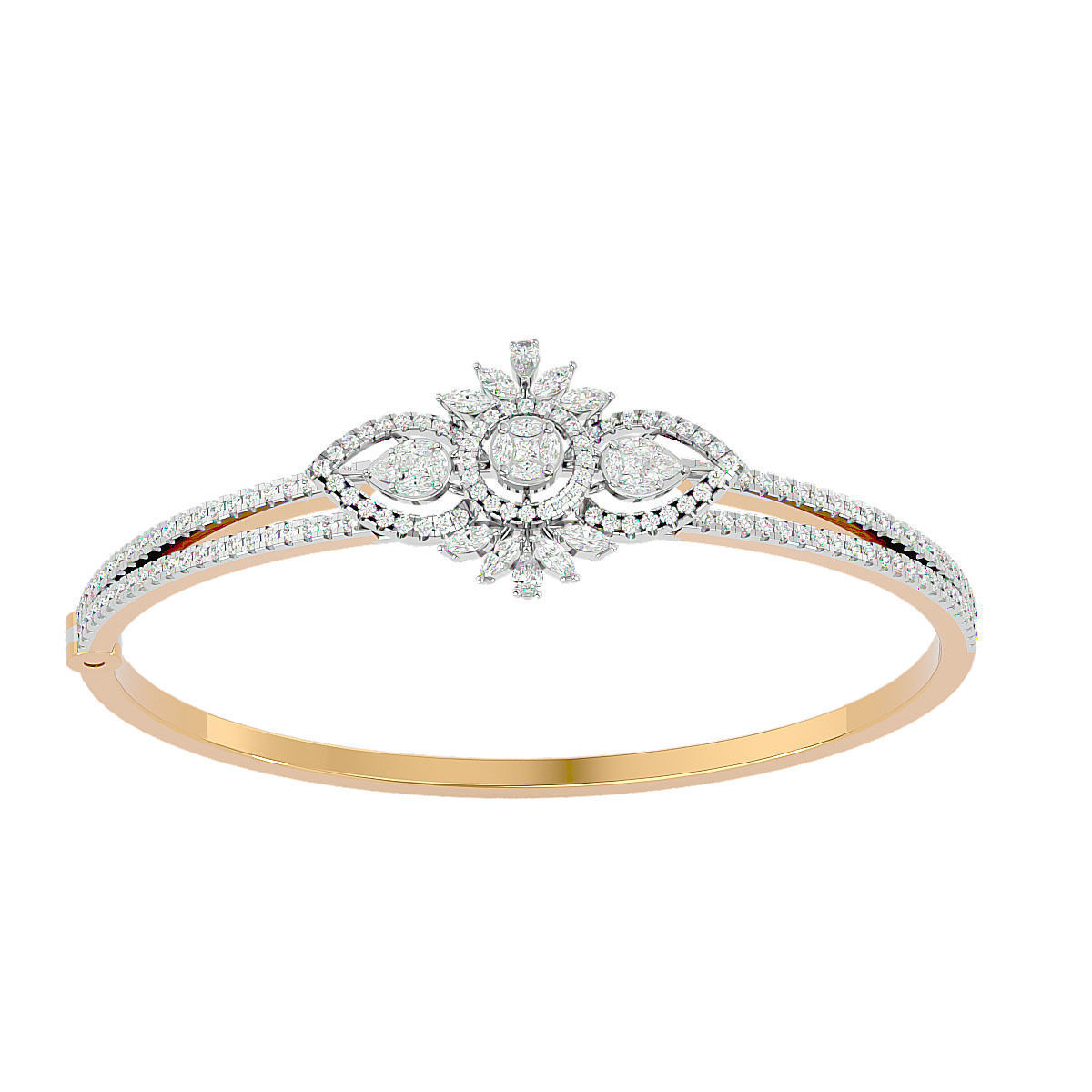 Flower and Leaf Diamond Bracelet 3dm stl render detail 3D print model_13