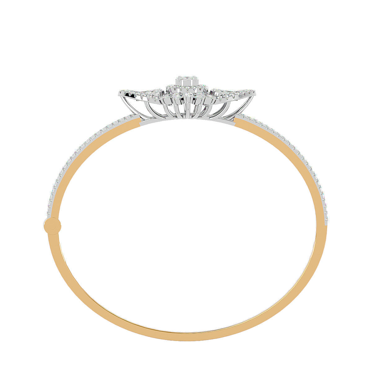 Flower and Leaf Diamond Bracelet 3dm stl render detail 3D print model_11