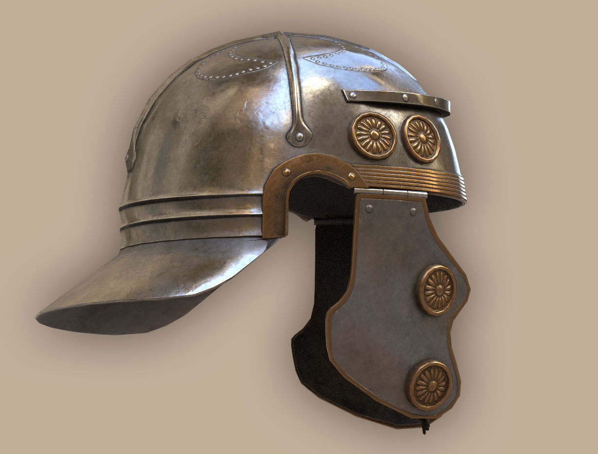 Ancient Legionary Roman Helmet Galea Low-poly 3D model_7