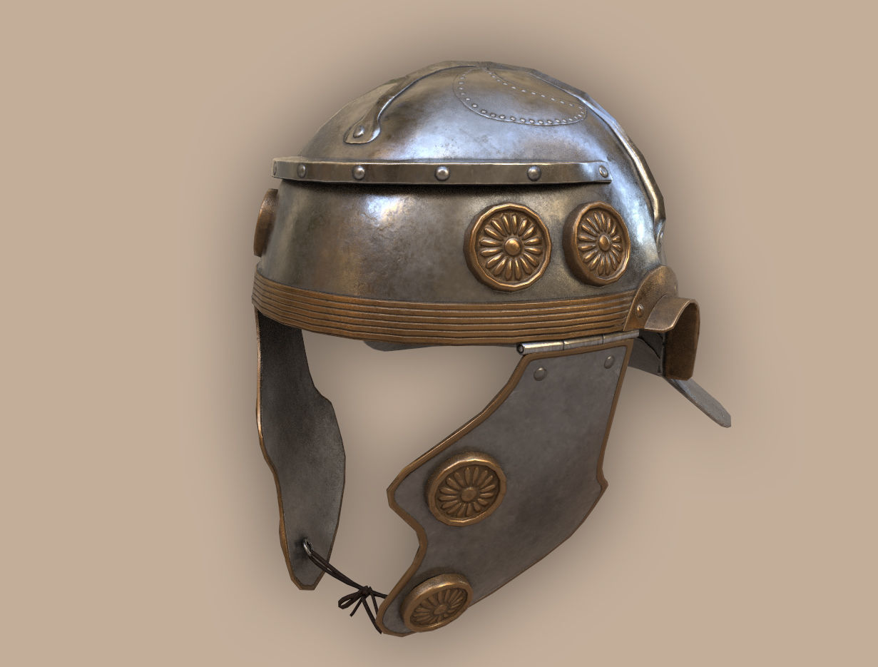 Ancient Legionary Roman Helmet Galea Low-poly 3D model_2