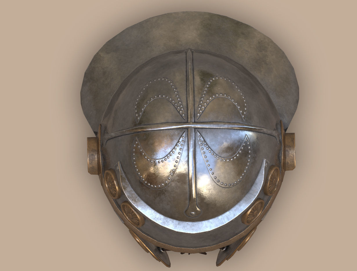 Ancient Legionary Roman Helmet Galea Low-poly 3D model_6